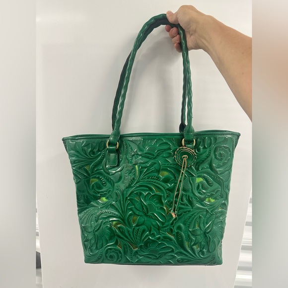 Patricia Nash Handbags - Patricia Nash Green Embossed Floral Tote with Gold Accents